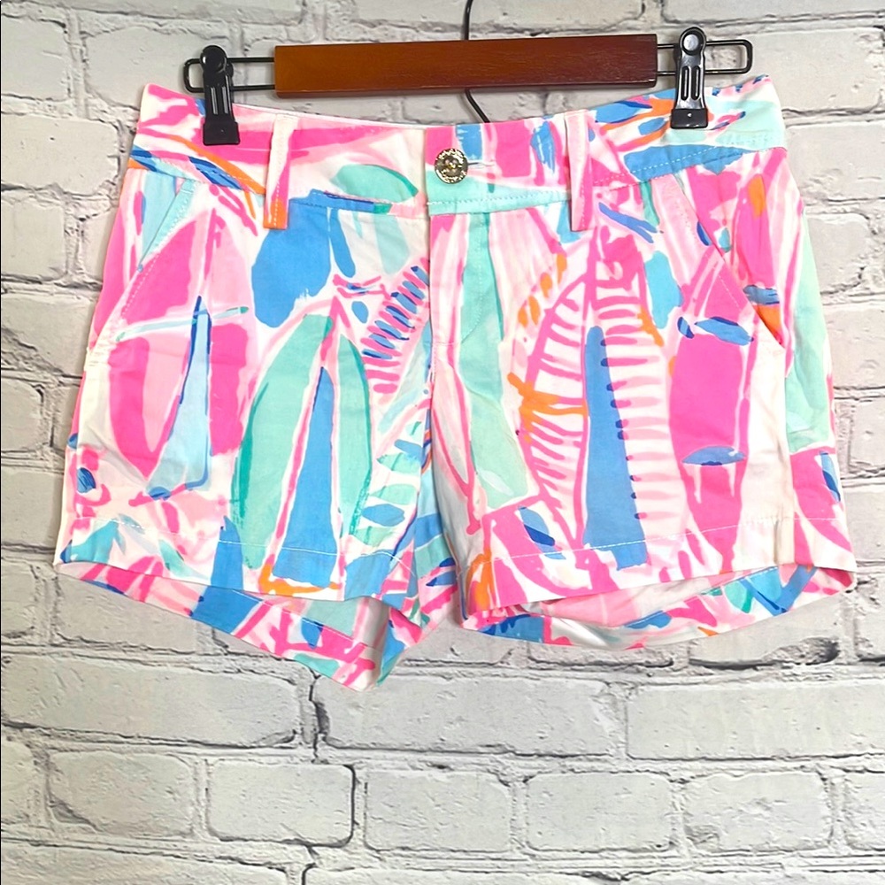 Lilly Pulitzer Out To Sea Callahan Pink & Blue Shorts Size 0 Excellent Condition